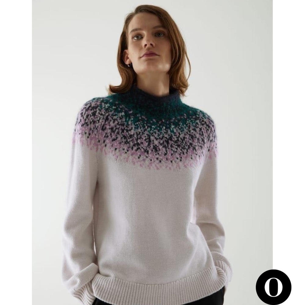 COS Wool Blend Fair Isle Jumper Knit Mock-neck Sweater